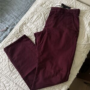 French Connection Men's Dark Red Chinos